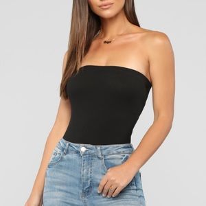 Sexy Fashion Nova Black Ribbed Tube Top Bodysuit